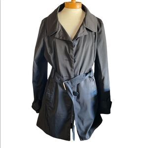 Tracy Evans Limited Black Fully Lined Jacket Trench Coat Pockets Sz L​​​…​